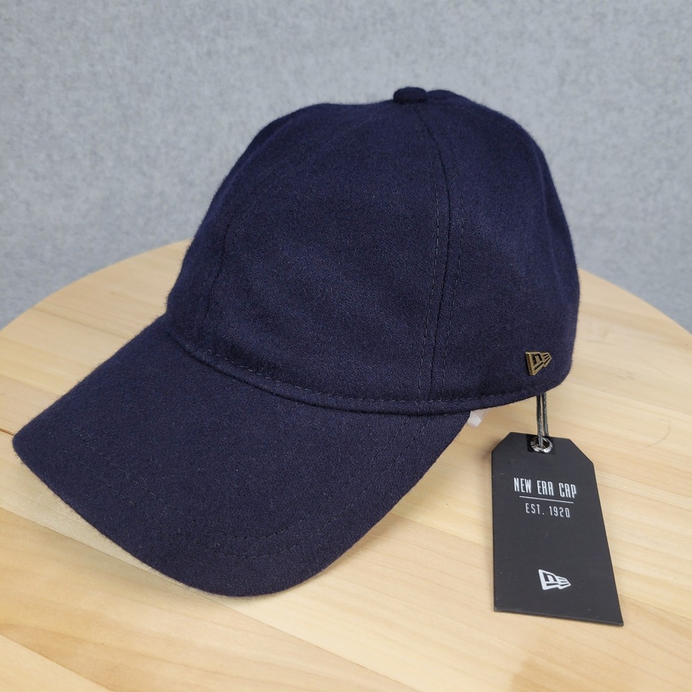 New Era Essential 9TWENTY Cap Mens OSFA Navy Wool Blend Satin Lined Strapback